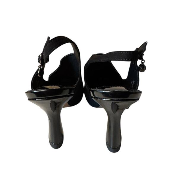 J Renee NEW Prissy Notch Slingback Heels Adjustable Black 8.5 WIDE Suede - Picture 6 of 9